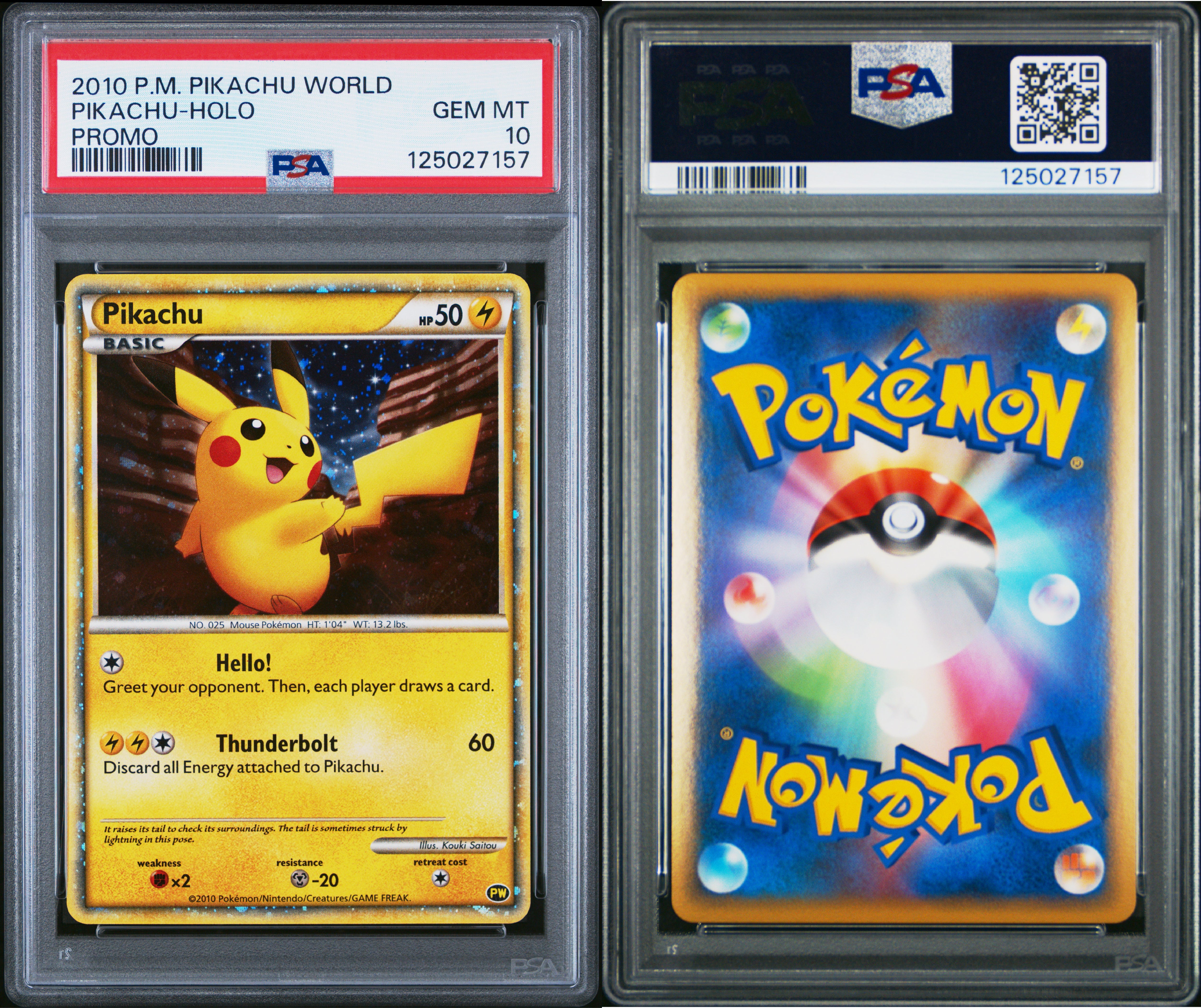 PSA 10 2010 PIKACHU WORLD PROMO SET (Set 007) 125027157